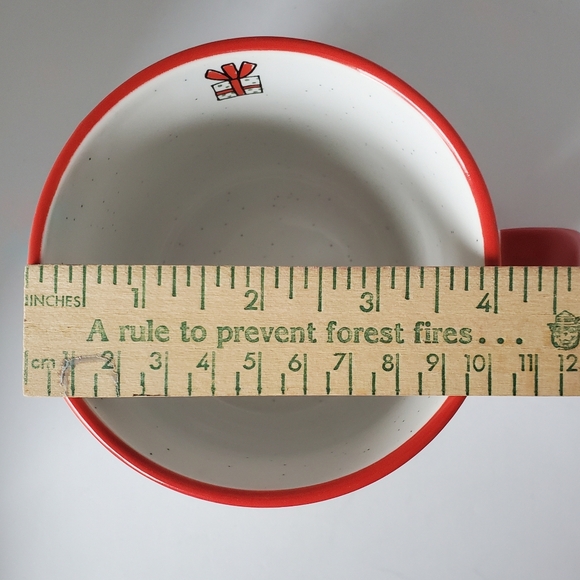 Christmas Cat Mug White Speckle Red Trim Large Ceramic Holidy Mug Prima Design - Picture 9 of 9